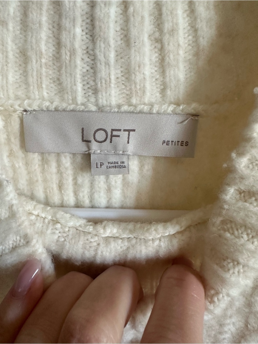 LOFT Cream Cable Turtleneck Sweater - Picture 7 of 7
